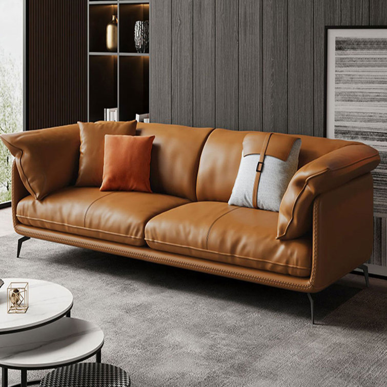 Pillow top leather outlet sofa